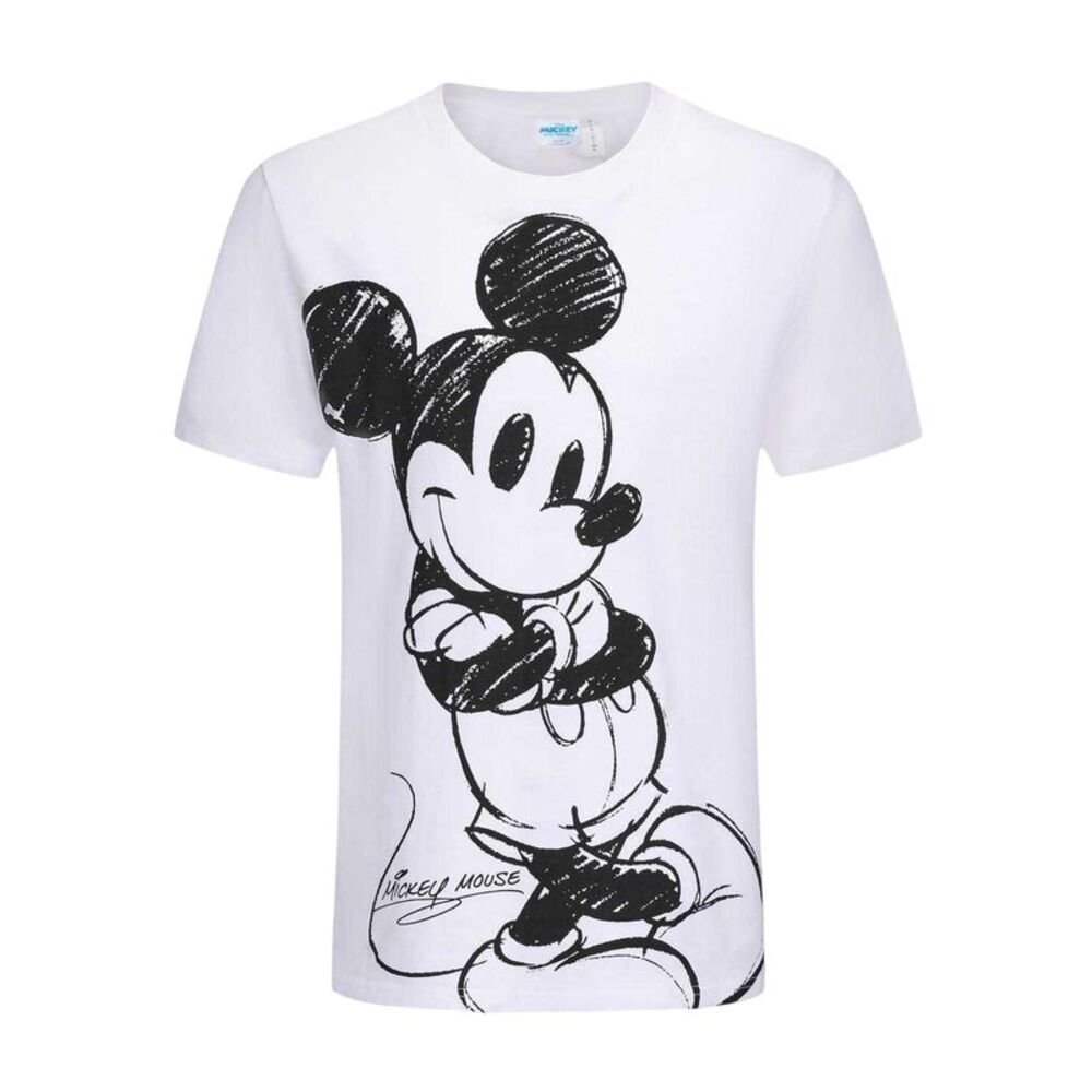 Disney Mens Mickey Mouse Cotton T-Shirt / White